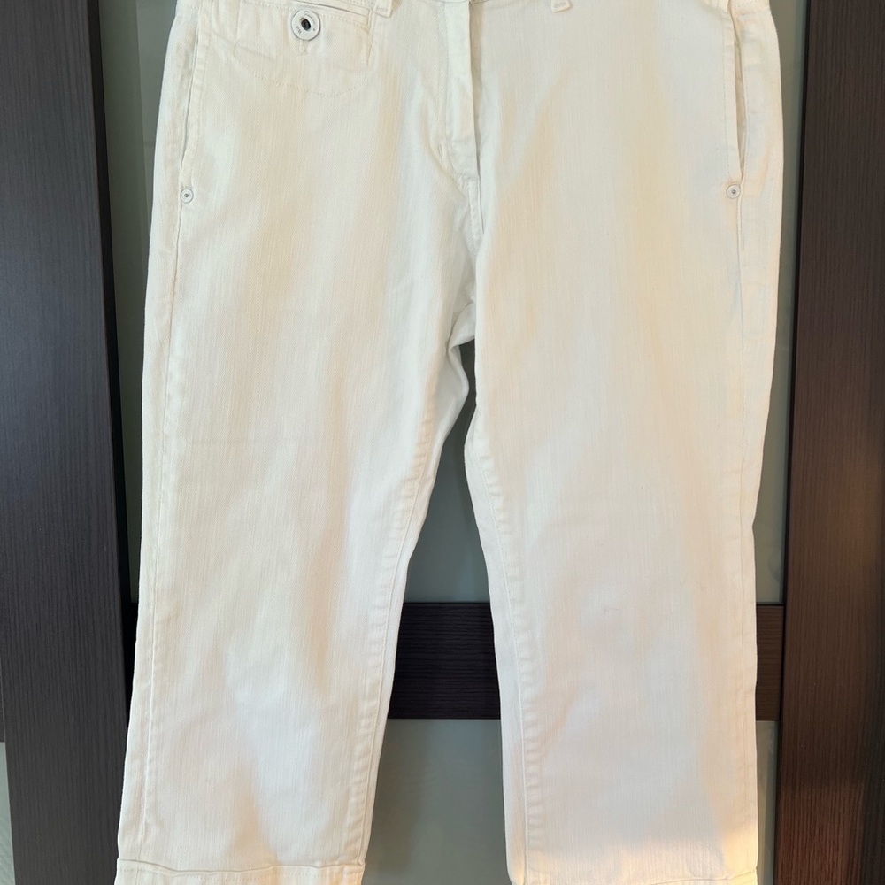 Faconnable White Crop Jeans size 8